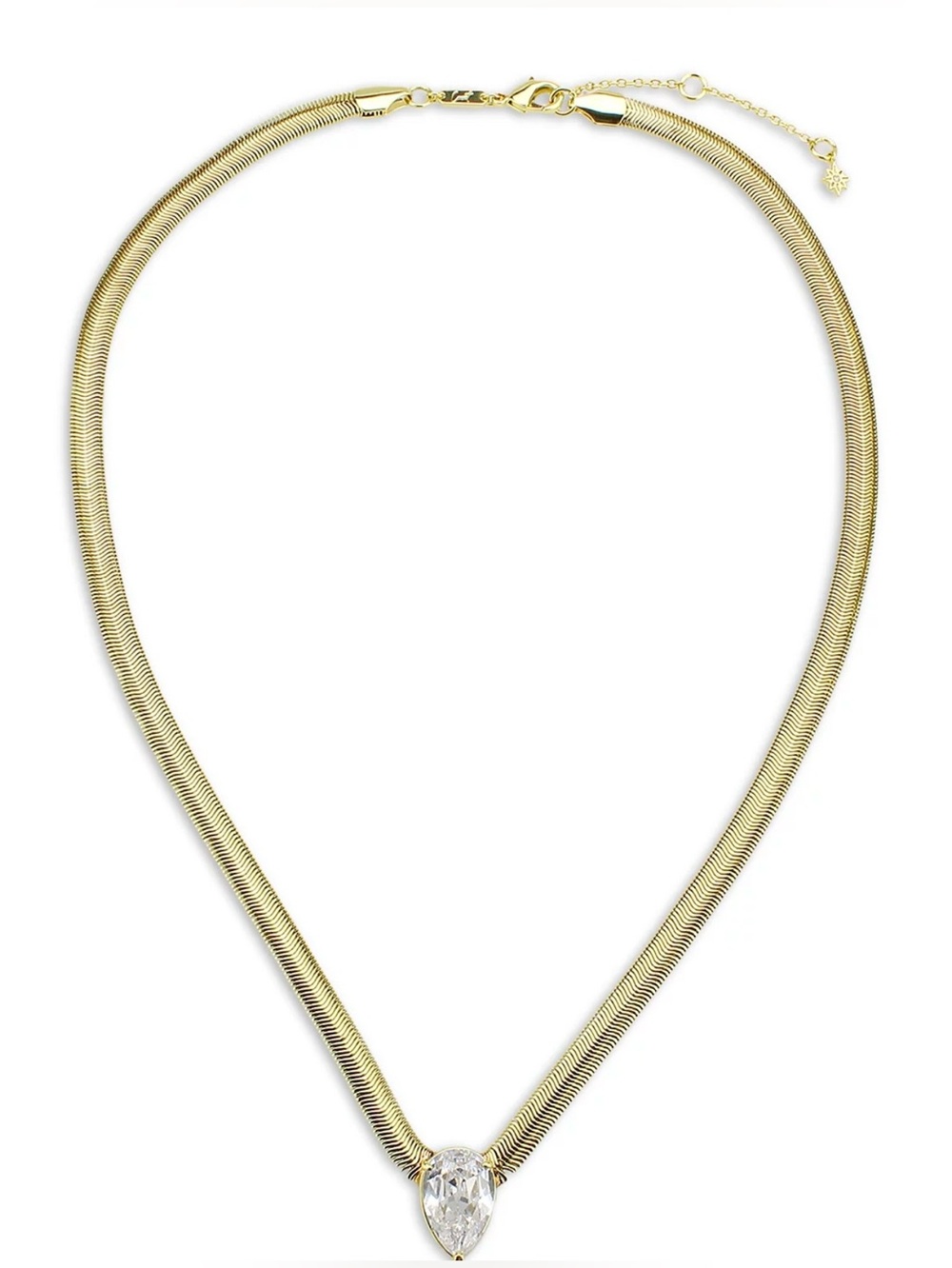 Aqua Refined Punk Cubic Zirconia V Pendant Necklace in Gold Tone, 18"-20”